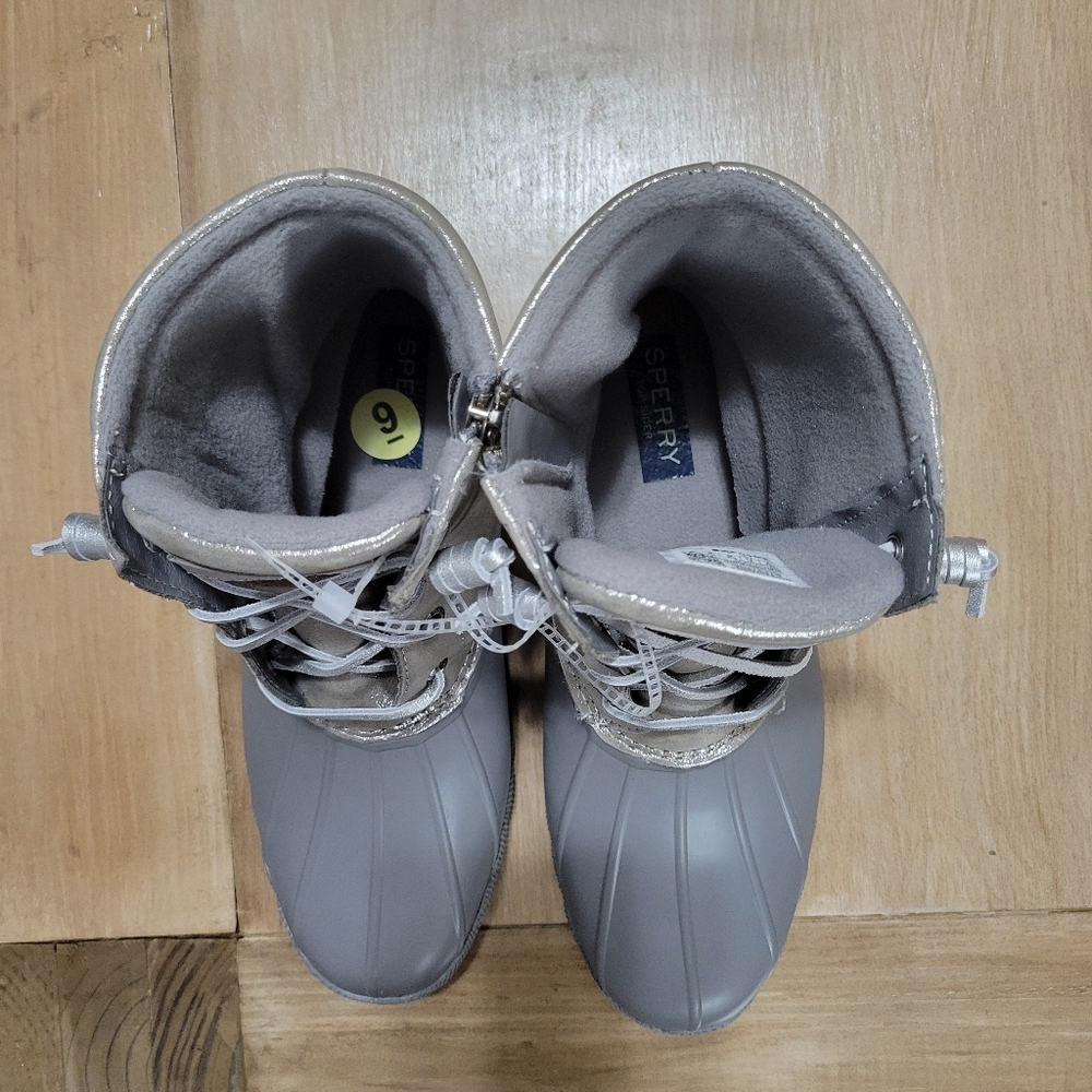 NWT SPERRY Saltwater Metallic Leather Duck Boot Size 9 - Picture 4 of 10